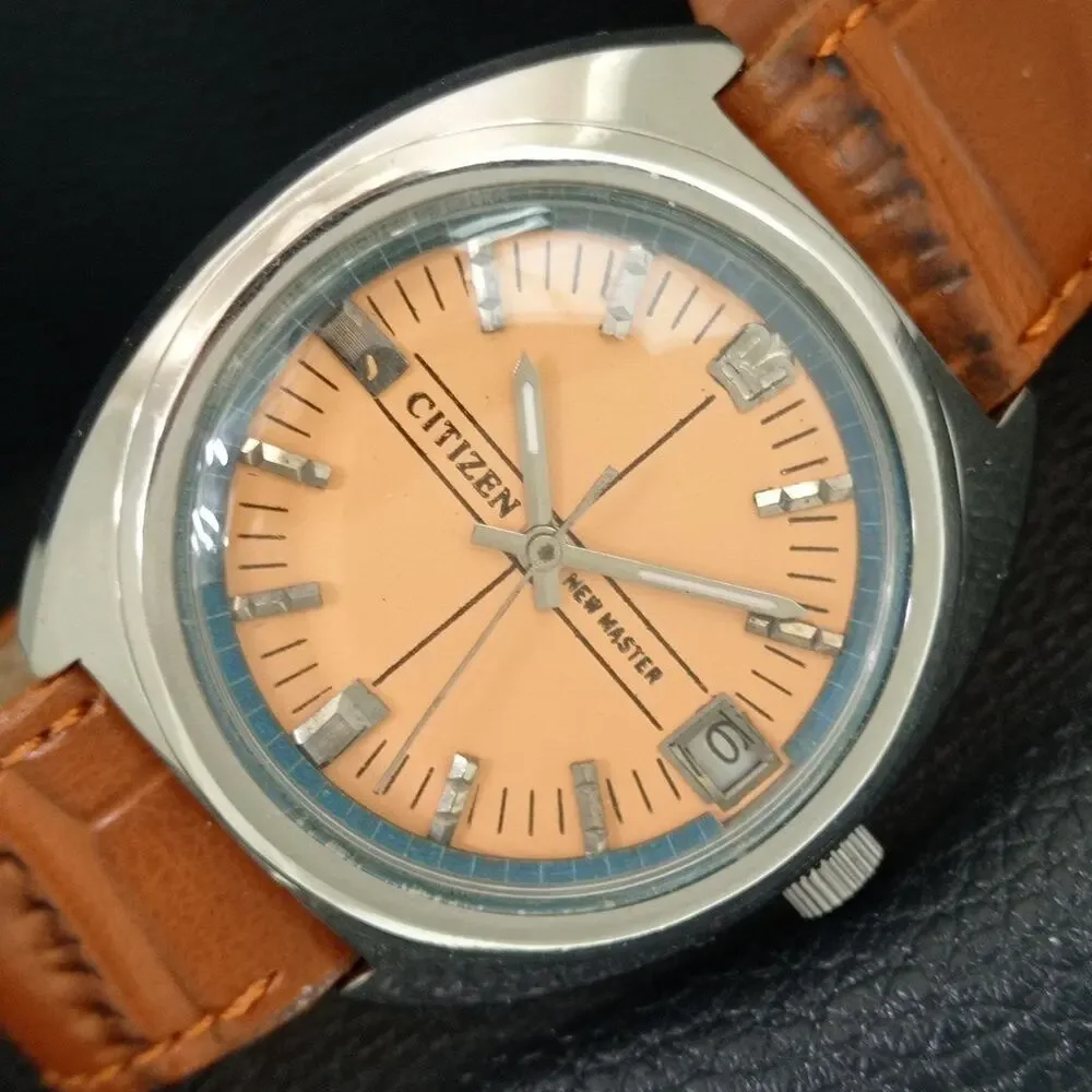 Vintage 1970 Citizen Manual Wound Mens Silver Watch W/Date & Silver accents